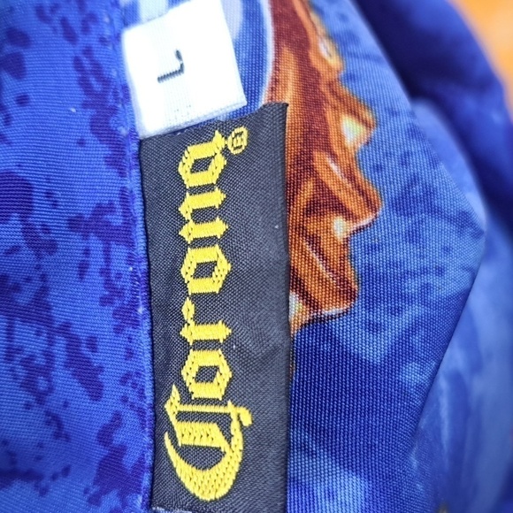 Corona Extra beer AOP spellout LG blue & yellow casual button-down summer shirt - Picture 5 of 5